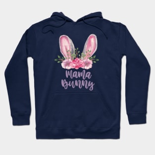 Mama Bunny Watercolor Bunny Ears with Pink and Purple Hoodie